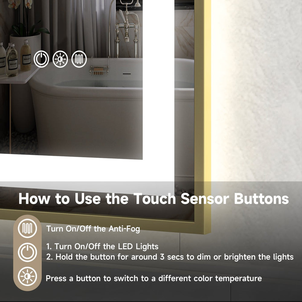 English Elm 48x40" Gold Eco-Friendly Mirror with Dual Front & Back LED Strips, 3-Color Temp, UL Listed Kit T3177P320570