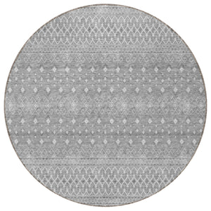 Homeroots 3' Stylish Green And Mint Tribal Washable Area Rug For Indoor And Outdoor Spaces, Durable Design 8' Round Polyester 582646