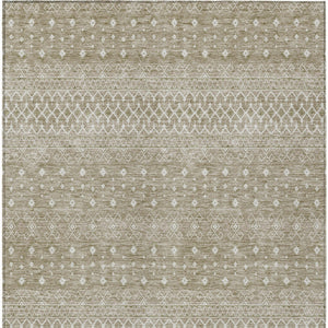 Homeroots 3' Stylish Green And Mint Tribal Washable Area Rug For Indoor And Outdoor Spaces, Durable Design 5' X 8' Polyester 582651
