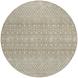 Homeroots 3' Stylish Green And Mint Tribal Washable Area Rug For Indoor And Outdoor Spaces, Durable Design 8' Round Polyester 582652