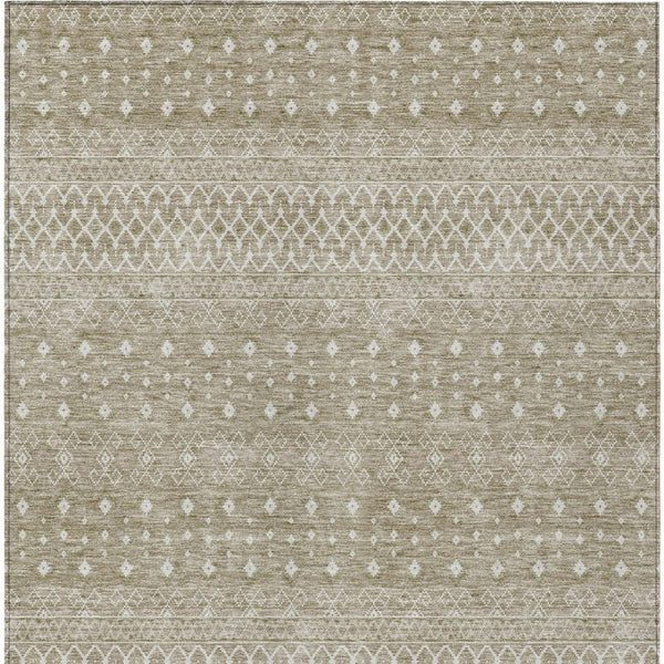 Homeroots 3' Stylish Green And Mint Tribal Washable Area Rug For Indoor And Outdoor Spaces, Durable Design 9' X 12' Polyester 582654