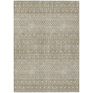 HomeRoots 9' Stylish Tribal Washable Area Rug in Taupe Green and Ivory for Indoor/Outdoor Versatility 9' X 12' 582654