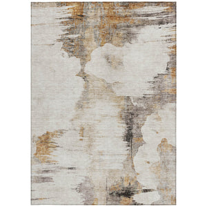 Homeroots 3' Elegant Beige Ivory And Taupe Abstract Washable Area Rug For Indoor And Outdoor Spaces 5' X 8' Polyester 582657
