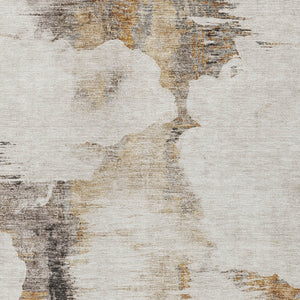 Homeroots 3' Elegant Beige Ivory And Taupe Abstract Washable Area Rug For Indoor And Outdoor Spaces 8' X 10' Polyester 582659