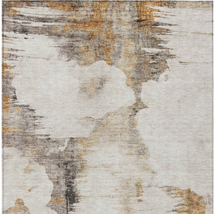Homeroots 3' Elegant Beige Ivory And Taupe Abstract Washable Area Rug For Indoor And Outdoor Spaces 9' X 12' Polyester 582660