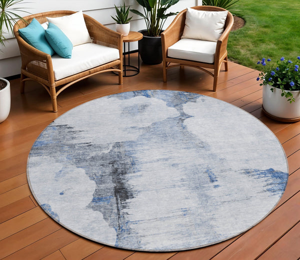Homeroots 3' Elegant Beige Ivory And Taupe Abstract Washable Area Rug For Indoor And Outdoor Spaces 8' Round Polyester 582664