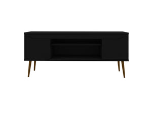 English Elm Bradley 63" Black Mid-Century Modern Tv Stand With Ample Storage, Cable Management & Stylish Design B365P398402