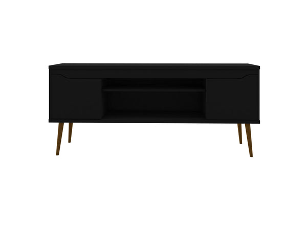 English Elm Bradley 63" Black Mid-Century Modern Tv Stand With Ample Storage, Cable Management & Stylish Design B365P398402
