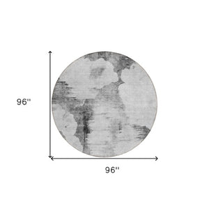 Homeroots 3' Elegant Beige Ivory And Taupe Abstract Washable Area Rug For Indoor And Outdoor Spaces 8' Round Polyester 582670