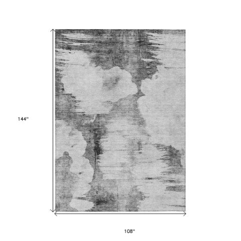 Homeroots 3' Elegant Beige Ivory And Taupe Abstract Washable Area Rug For Indoor And Outdoor Spaces 9' X 12' Polyester 582672