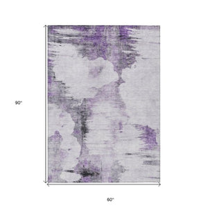 Homeroots 3' Elegant Beige Ivory And Taupe Abstract Washable Area Rug For Indoor And Outdoor Spaces 5' X 8' Polyester 582675