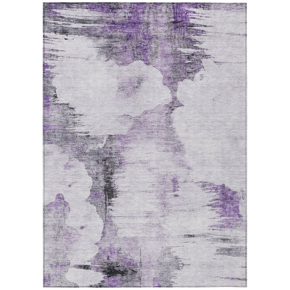 HomeRoots 5' Stylish Purple Lavender and Gray Abstract Area Rug for Indoor and Outdoor Spaces – Washable, Durable 5' X 8' 582675