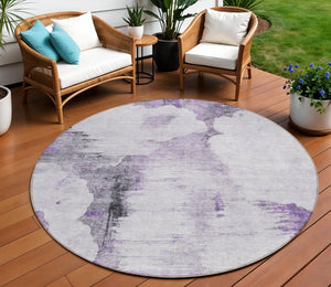Homeroots 3' Elegant Beige Ivory And Taupe Abstract Washable Area Rug For Indoor And Outdoor Spaces 8' Round Polyester 582676