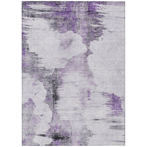 HomeRoots 9' Contemporary Purple Lavender and Gray Abstract Washable Area Rug for Indoor and Outdoor Use 9' X 12' 582678