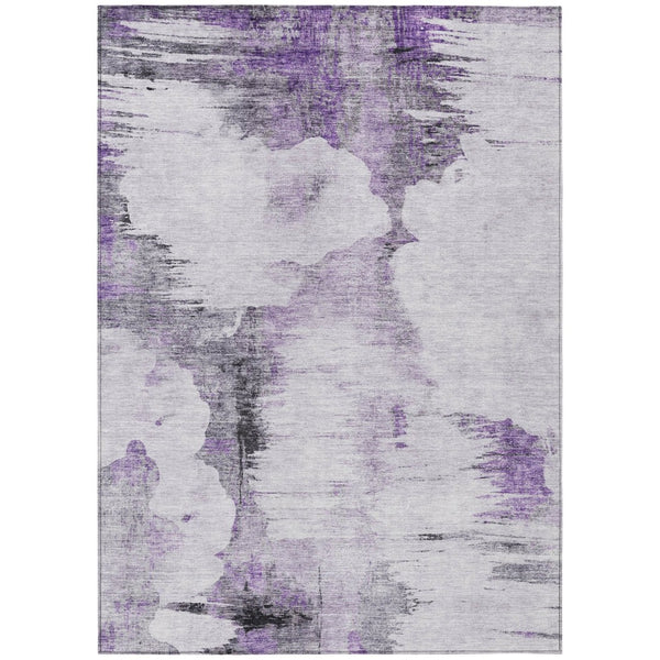 HomeRoots 9' Contemporary Purple Lavender and Gray Abstract Washable Area Rug for Indoor and Outdoor Use 9' X 12' 582678