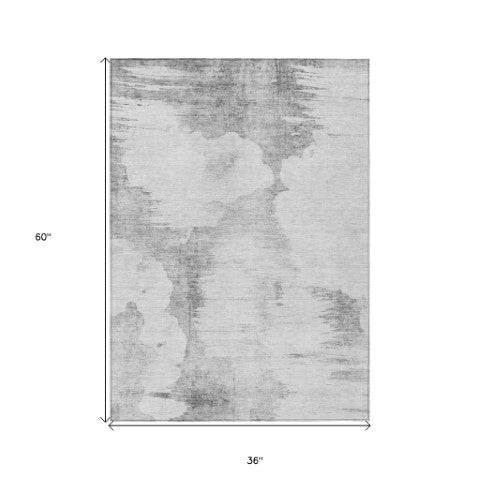 Homeroots 3' Elegant Beige Ivory And Taupe Abstract Washable Area Rug For Indoor And Outdoor Spaces 3' X 5' Polyester 582680