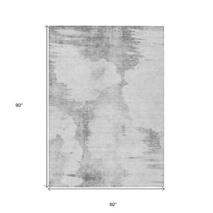 Homeroots 3' Elegant Beige Ivory And Taupe Abstract Washable Area Rug For Indoor And Outdoor Spaces 5' X 8' Polyester 582681