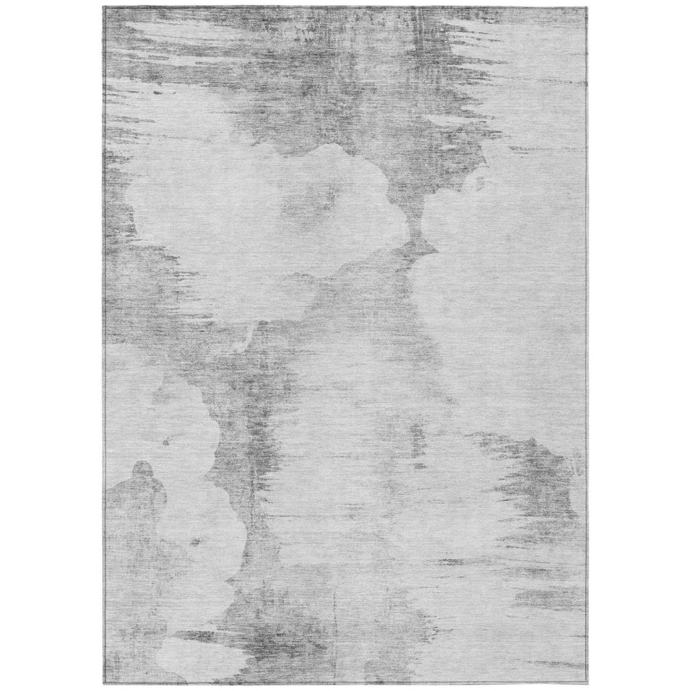 HomeRoots 5' Silver Gray and Pewter Abstract Area Rug - Washable, Durable, Indoor/Outdoor for Modern Spaces 5' X 8' 582681