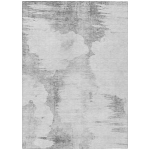 HomeRoots 5' Silver Gray and Pewter Abstract Area Rug - Washable, Durable, Indoor/Outdoor for Modern Spaces 5' X 8' 582681