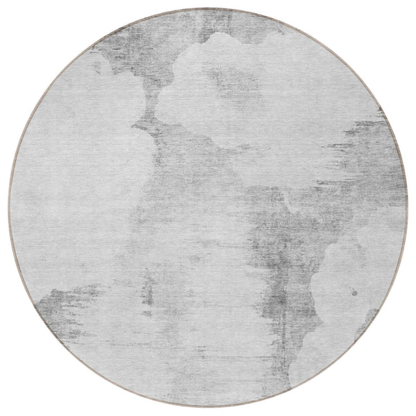 Homeroots 3' Elegant Beige Ivory And Taupe Abstract Washable Area Rug For Indoor And Outdoor Spaces 8' Round Polyester 582682