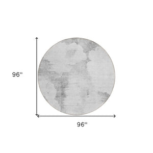 Homeroots 3' Elegant Beige Ivory And Taupe Abstract Washable Area Rug For Indoor And Outdoor Spaces 8' Round Polyester 582682