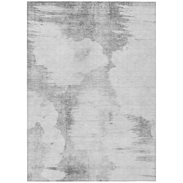 HomeRoots 9' Silver Gray and Pewter Abstract Area Rug - Stylish, Washable, Durable for Indoor & Outdoor Spaces 9' X 12' 582684