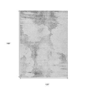 Homeroots 3' Elegant Beige Ivory And Taupe Abstract Washable Area Rug For Indoor And Outdoor Spaces 10' X 14' Polyester 582685