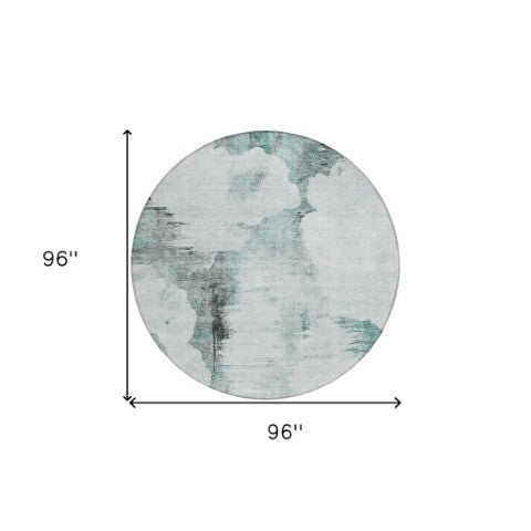 Homeroots 3' Elegant Beige Ivory And Taupe Abstract Washable Area Rug For Indoor And Outdoor Spaces 8' Round Polyester 582688