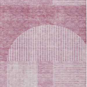 Homeroots 3' Blush Pink And Mauve Geometric Washable Area Rug For Stylish Indoor And Outdoor Spaces 3' X 5' Polyester 582692