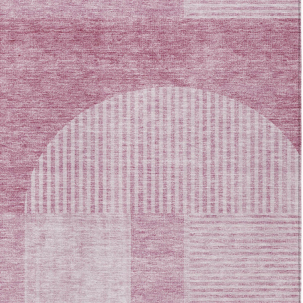 Homeroots 3' Blush Pink And Mauve Geometric Washable Area Rug For Stylish Indoor And Outdoor Spaces 3' X 5' Polyester 582692