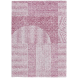 Homeroots 3' Blush Pink And Mauve Geometric Washable Area Rug For Stylish Indoor And Outdoor Spaces 10' X 14' Polyester 582697