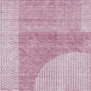Homeroots 3' Blush Pink And Mauve Geometric Washable Area Rug For Stylish Indoor And Outdoor Spaces 10' X 14' Polyester 582697