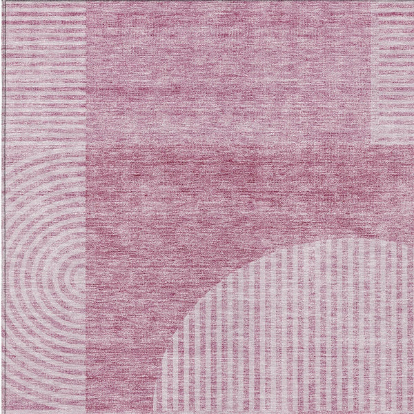 Homeroots 3' Blush Pink And Mauve Geometric Washable Area Rug For Stylish Indoor And Outdoor Spaces 10' X 14' Polyester 582697