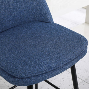 English Elm Counter Upholstered Swivel Bar Stools Set of 2 — Mid-Century Modern Comfort, 360° Rotation, Durable Metal Legs Blue W2200P233484