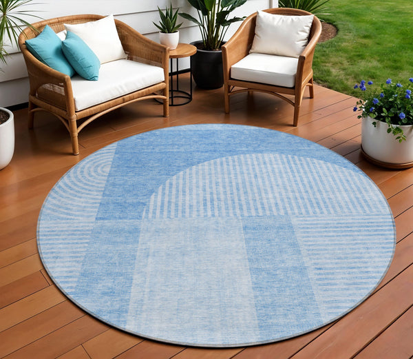 Homeroots 3' Blush Pink And Mauve Geometric Washable Area Rug For Stylish Indoor And Outdoor Spaces 8' Round Polyester 582700