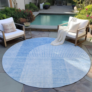 Homeroots 3' Blush Pink And Mauve Geometric Washable Area Rug For Stylish Indoor And Outdoor Spaces 8' Round Polyester 582700