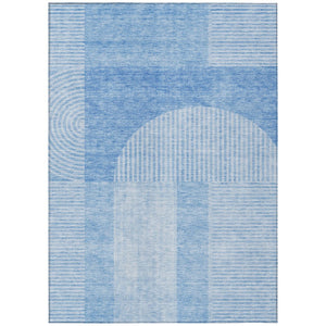 HomeRoots 9' Sky Blue and Denim Blue Geometric Rug – Durable, Washable Design for Indoor & Outdoor Use 9' X 12' 582702