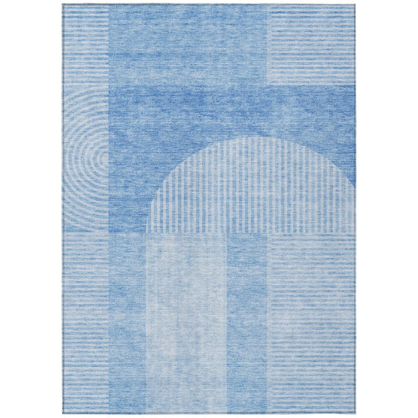 HomeRoots 9' Sky Blue and Denim Blue Geometric Rug – Durable, Washable Design for Indoor & Outdoor Use 9' X 12' 582702