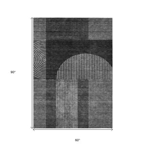 Homeroots 3' Blush Pink And Mauve Geometric Washable Area Rug For Stylish Indoor And Outdoor Spaces 5' X 8' Polyester 582705