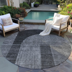 Homeroots 3' Blush Pink And Mauve Geometric Washable Area Rug For Stylish Indoor And Outdoor Spaces 8' Round Polyester 582706