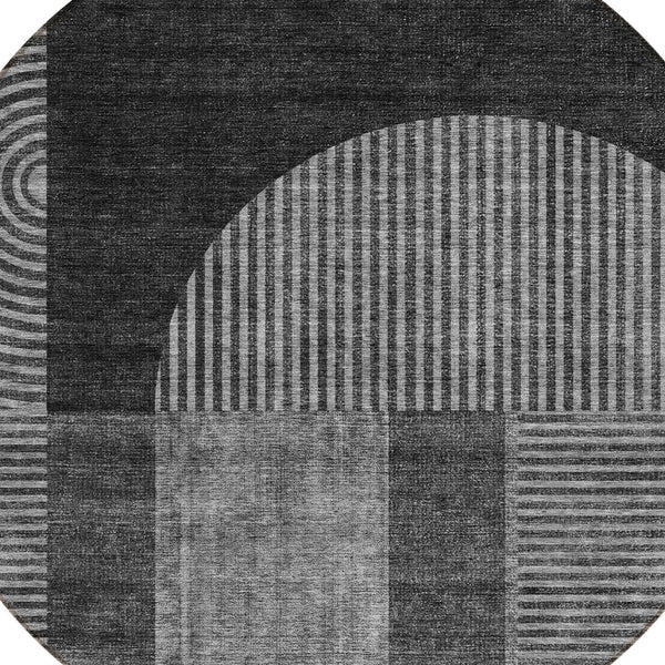 Homeroots 3' Blush Pink And Mauve Geometric Washable Area Rug For Stylish Indoor And Outdoor Spaces 8' Round Polyester 582706