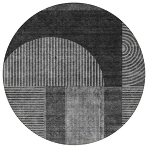 Homeroots 3' Blush Pink And Mauve Geometric Washable Area Rug For Stylish Indoor And Outdoor Spaces 8' Round Polyester 582706