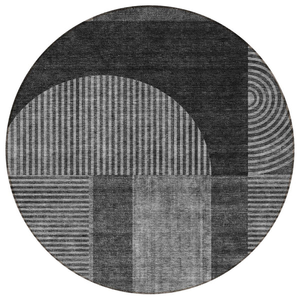 Homeroots 3' Blush Pink And Mauve Geometric Washable Area Rug For Stylish Indoor And Outdoor Spaces 8' Round Polyester 582706