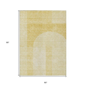 Homeroots 3' Blush Pink And Mauve Geometric Washable Area Rug For Stylish Indoor And Outdoor Spaces 5' X 8' Polyester 582711