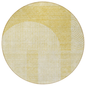 Homeroots 3' Blush Pink And Mauve Geometric Washable Area Rug For Stylish Indoor And Outdoor Spaces 8' Round Polyester 582712