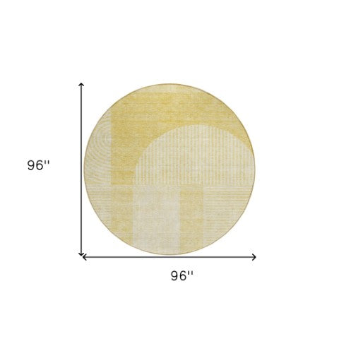 Homeroots 3' Blush Pink And Mauve Geometric Washable Area Rug For Stylish Indoor And Outdoor Spaces 8' Round Polyester 582712