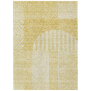 HomeRoots 9' Geometric Washable Area Rug in Gold, Ivory & Yellow - Durable Design for Indoor & Outdoor Use 9' X 12' 582714