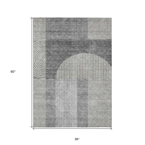 Homeroots 3' Blush Pink And Mauve Geometric Washable Area Rug For Stylish Indoor And Outdoor Spaces 3' X 5' Polyester 582716