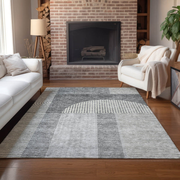 Homeroots 3' Blush Pink And Mauve Geometric Washable Area Rug For Stylish Indoor And Outdoor Spaces 3' X 5' Polyester 582716