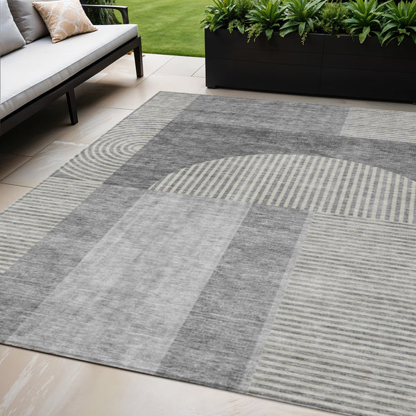 Homeroots 3' Blush Pink And Mauve Geometric Washable Area Rug For Stylish Indoor And Outdoor Spaces 5' X 8' Polyester 582717